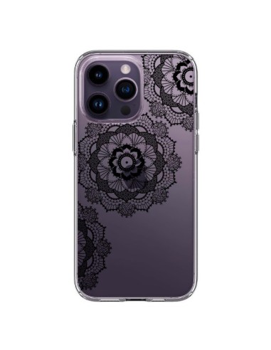 Coque iPhone 14 Pro Max Triple Mandala Noir Black Transparente - Sylvia Cook