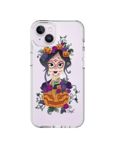 Cover iPhone 14 Plus Donna Occhi Chiusi Santa Muerte Trasparente - Chapo