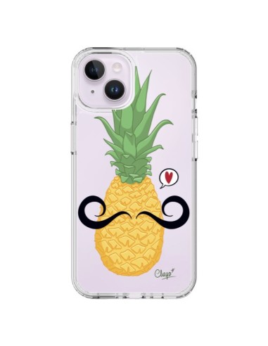 Cover iPhone 14 Plus Ananas Baffi Trasparente - Chapo