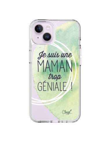 Cover iPhone 14 Plus Sono una Mamma Geniale Verde Trasparente - Chapo