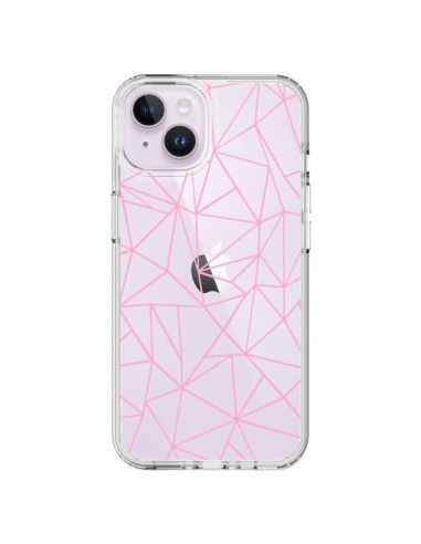 Cover iPhone 14 Plus Linee Trangolo Rosa Trasparente - Project M