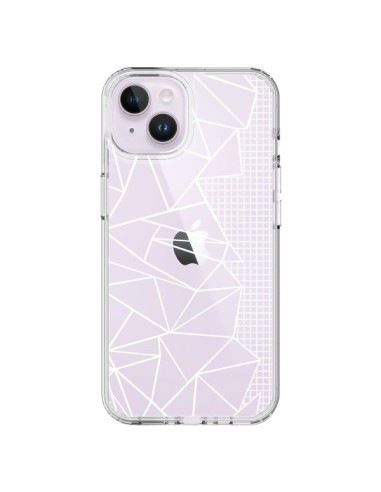 Cover iPhone 14 Plus Linee Griglia Side Grid Astratto Bianco Trasparente - Project M