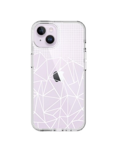 Cover iPhone 14 Plus Linee Griglia Grid Astratto Bianco Trasparente - Project M