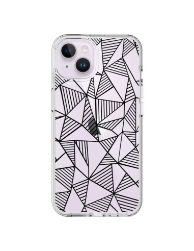 iPhone 14 Plus Case Lines Triangles Grid Abstract Black Clear - Project M