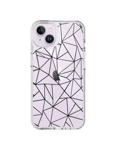 Cover iPhone 14 Plus Linee Triangoli Grid Astratto Nero Trasparente - Project M