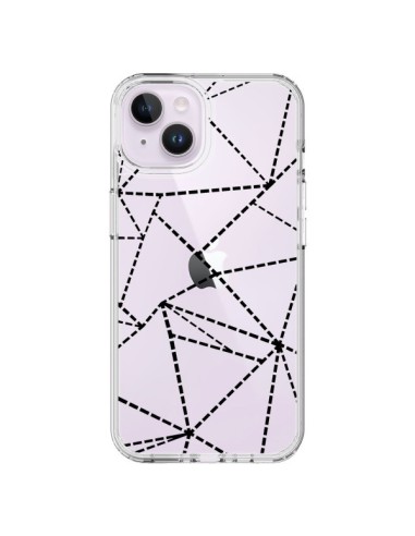 Cover iPhone 14 Plus Linee Punti Astratto Nero Trasparente - Project M