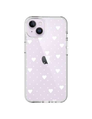 Cover iPhone 14 Plus Punti Cuori Bianco Trasparente - Project M