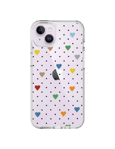 Cover iPhone 14 Plus Punti Cuori Colorato Trasparente - Project M