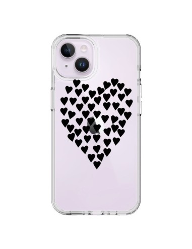 Cover iPhone 14 Plus Cuori Amore Nero Trasparente - Project M