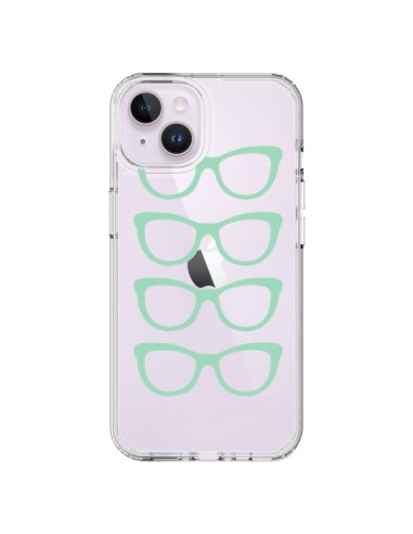 Cover iPhone 14 Plus Occhiali da Sole Verde Menta Trasparente - Project M