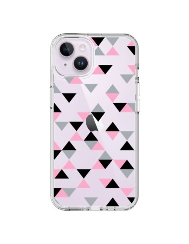 Cover iPhone 14 Plus Triangoli Rosa Nero Trasparente - Project M