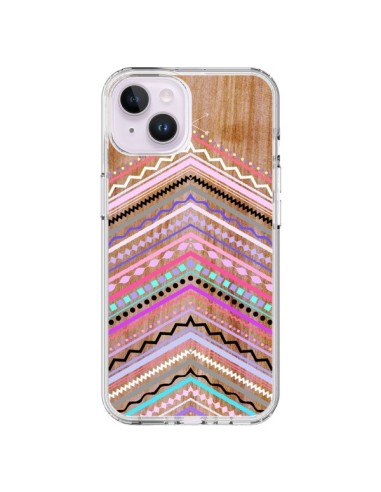 Cover iPhone 14 Plus Viola Bosco Legno Azteque Aztec Tribal - Jenny Mhairi