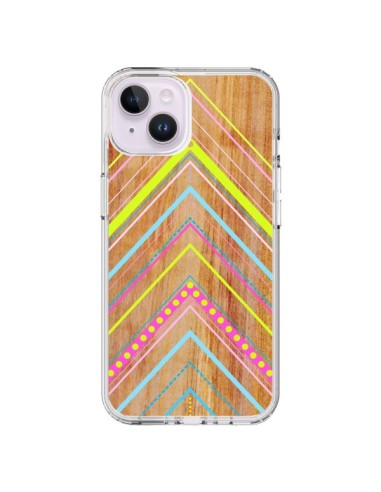 Cover iPhone 14 Plus Wooden Chevron Rosa Legno Azteco Aztec Tribal - Jenny Mhairi