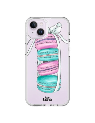 Cover iPhone 14 Plus Macarons Rosa Menta Trasparente - kateillustrate