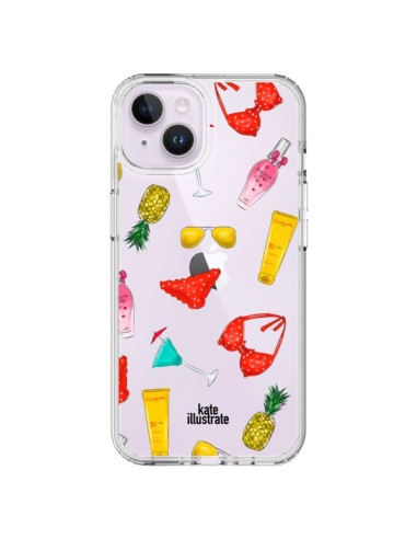 Cover iPhone 14 Plus Summer Essentials Estate Essenziale Trasparente - kateillustrate