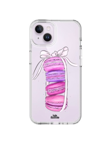 Cover iPhone 14 Plus Macarons Rosa Viola Trasparente - kateillustrate