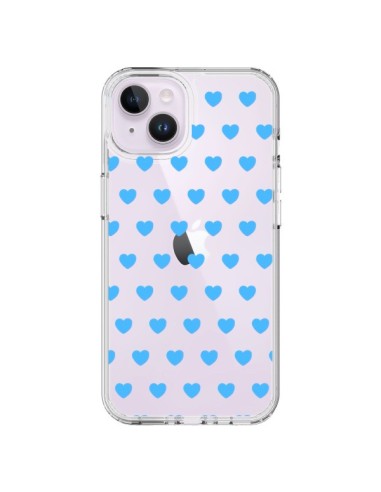 Cover iPhone 14 Plus Cuore Amore Blu Trasparente - Laetitia