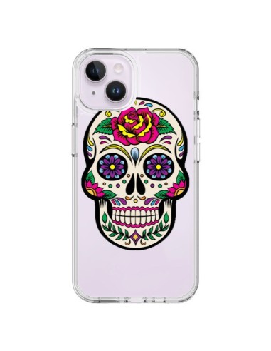 Cover iPhone 14 Plus Teschio Messicano Fiori Trasparente - Laetitia