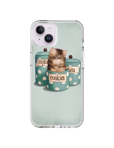 Cover iPhone 14 Plus Gattoon Gatto Kitten Boite Biscotto Pois - Maryline Cazenave