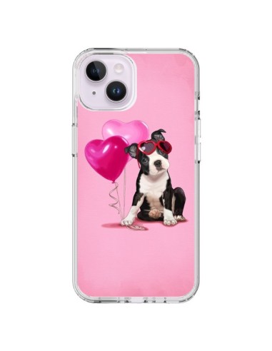 Cover iPhone 14 Plus Cane Palloncino Occhiali Cuore Rosa - Maryline Cazenave