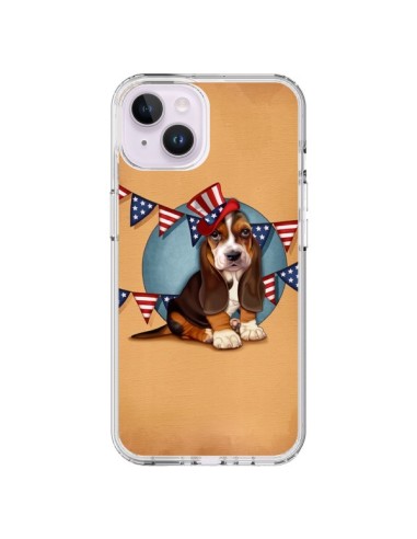 Coque iPhone 14 Plus Chien Dog USA Americain - Maryline Cazenave