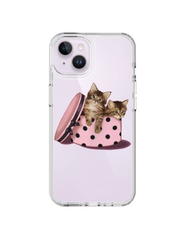 Cover iPhone 14 Plus Gattoon Gatto Kitten Scatola a Pois Trasparente - Maryline Cazenave