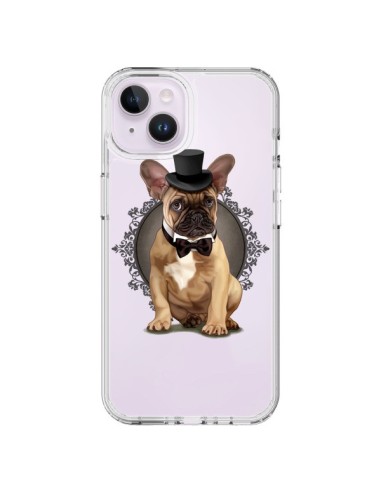 Cover iPhone 14 Plus Cane Bulldog Papillon Cappello Trasparente - Maryline Cazenave