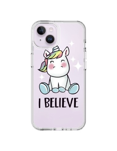 Cover iPhone 14 Plus Unicorno I Believe Trasparente - Maryline Cazenave