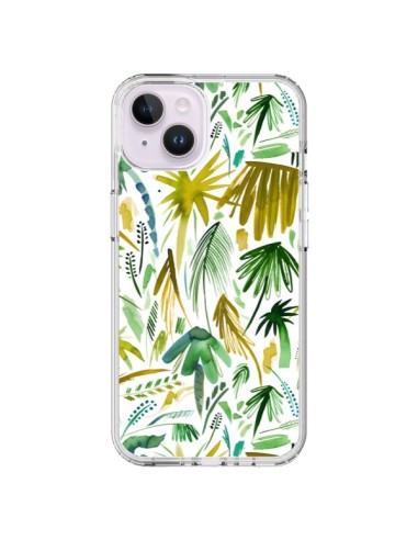 Cover iPhone 14 Plus Brushstrokes Tropicali Palme Verdi - Ninola Design