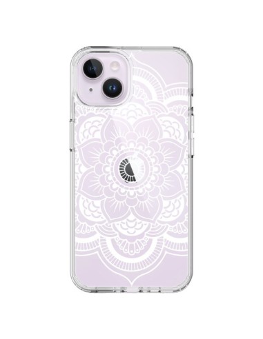 Cover iPhone 14 Plus Mandala Bianco Azteco Trasparente - Nico