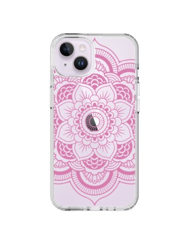 Cover iPhone 14 Plus Mandala Rosa Chiaro Azteco Trasparente - Nico