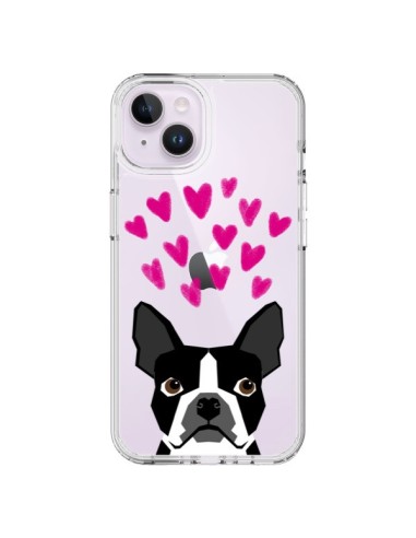 Cover iPhone 14 Plus Boston Terrier Cuori Cane Trasparente - Pet Friendly