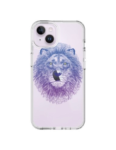 Cover iPhone 14 Plus Leone Animale Trasparente - Rachel Caldwell