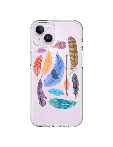 Cover iPhone 14 Plus Piuma Colorata Trasparente - Rachel Caldwell