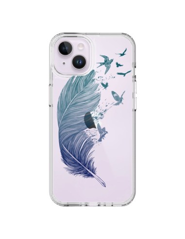 Cover iPhone 14 Plus Piuma Vola Uccelli Trasparente - Rachel Caldwell