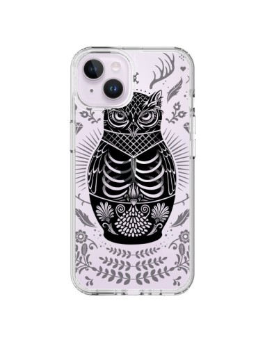 Cover iPhone 14 Plus Owl Gufo Scheletro Trasparente - Rachel Caldwell