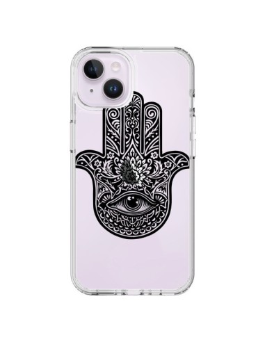 Cover iPhone 14 Plus Hamsa Cinque Dita Mano Cattiva Occhio Trasparente - Rachel Caldwell