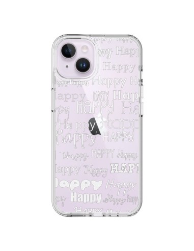 Cover iPhone 14 Plus Happy Felice Bianco Trasparente - R Delean