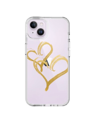 Cover iPhone 14 Plus Due Cuori Amore Trasparente - Sylvia Cook