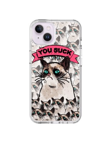 Cover iPhone 14 Plus Gatto Brontolone - You Suck - Sara Eshak