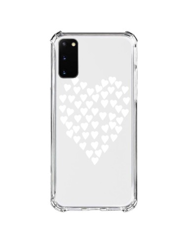 Coque Samsung Galaxy S20 FE Coeurs Heart Love Blanc Transparente - Project M