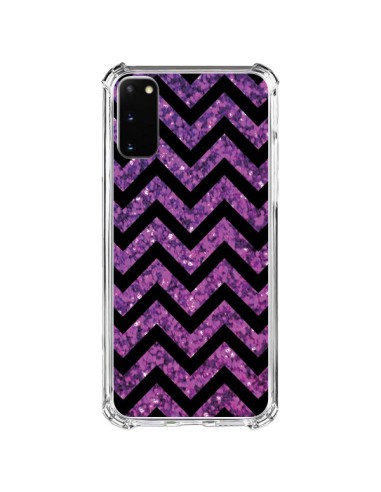 Coque Samsung Galaxy S20 FE Chevron Purple Sparkle Triangle Azteque - Mary Nesrala