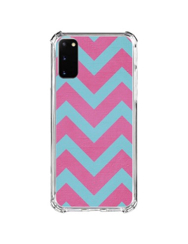 Coque Samsung Galaxy S20 FE Strawberry Chevron Rose Bleu - Mary Nesrala