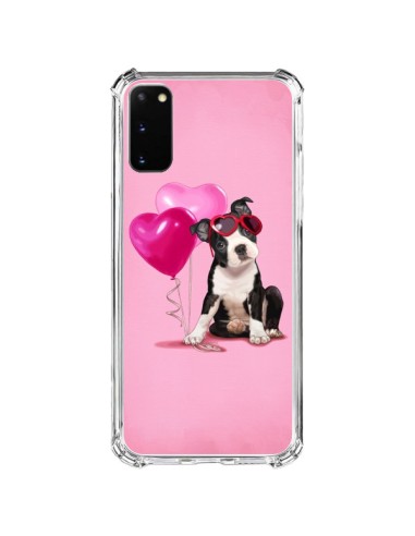 Coque Samsung Galaxy S20 FE Chien Dog Ballon Lunettes Coeur Rose - Maryline Cazenave