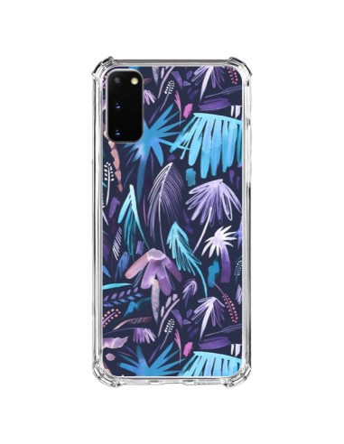 Coque Samsung Galaxy S20 FE Brushstrokes Tropical Palms Navy - Ninola Design