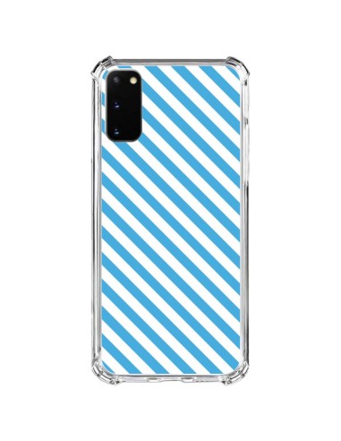 Coque Samsung Galaxy S20 FE Bonbon Candy Bleue et Blanche Rayée - Nico