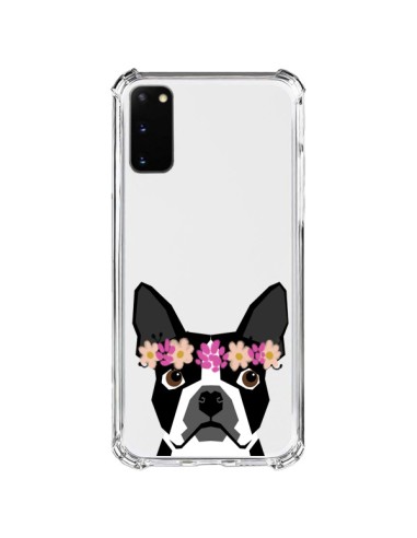 Coque Samsung Galaxy S20 FE Boston Terrier Fleurs Chien Transparente - Pet Friendly