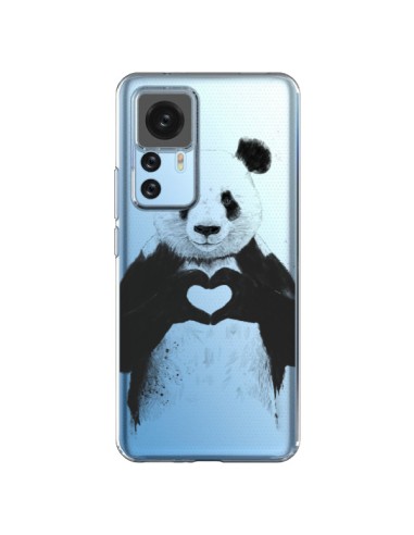 Coque Xiaomi 12T/12T Pro Panda All You Need Is Love Transparente - Balazs Solti