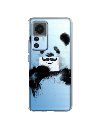 Coque Xiaomi 12T/12T Pro Funny Panda Moustache Transparente - Balazs Solti