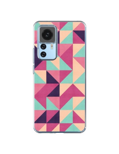 Coque Xiaomi 12T/12T Pro Azteque Triangle Rose Vert - Eleaxart